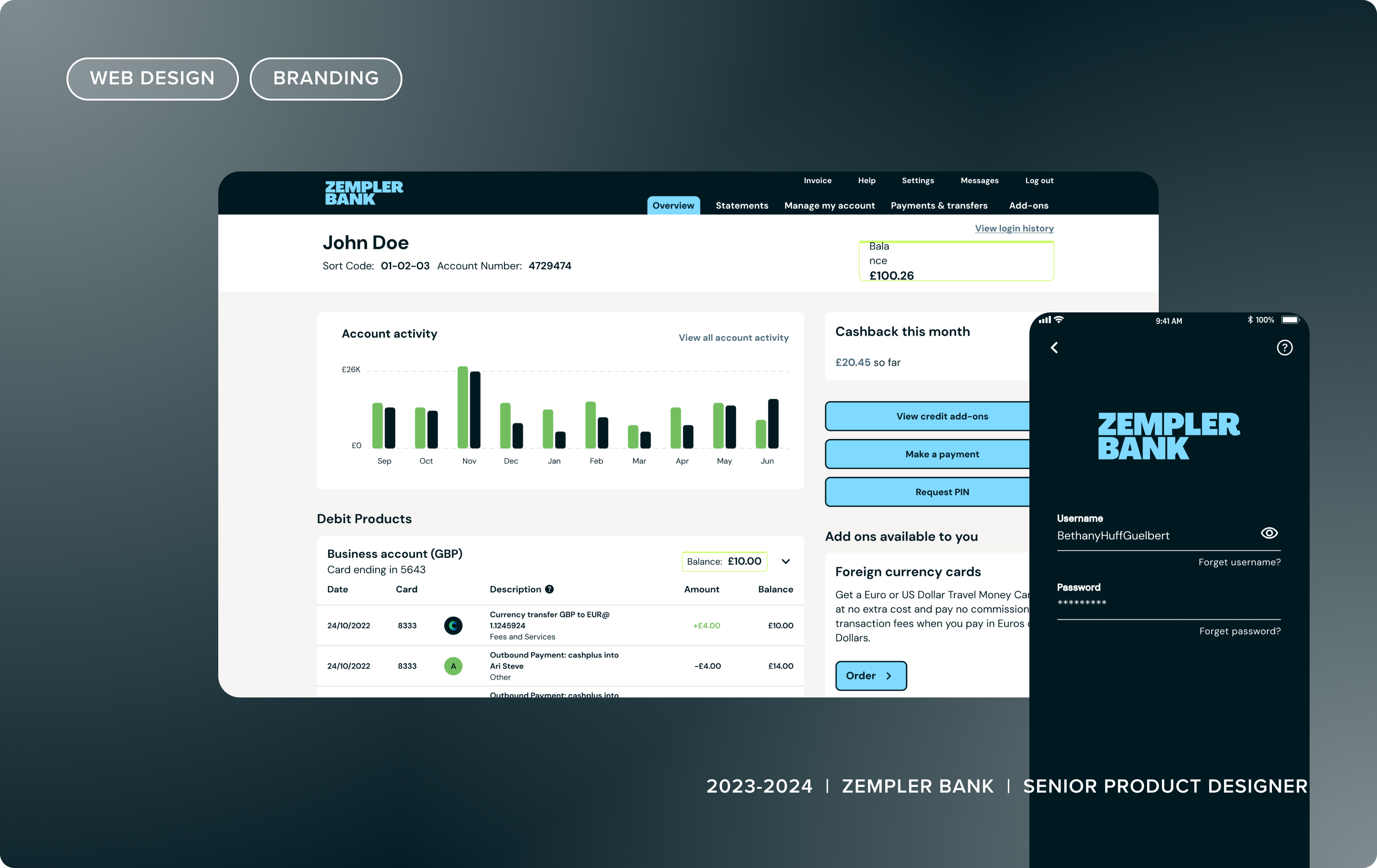 Zempler Bank product design work